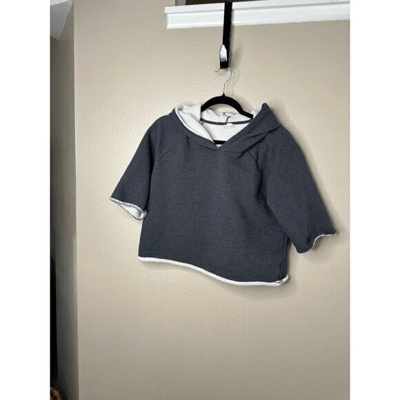 Melrose & Market Women's Gray Sweatshirt Size small short sleeve hooded cotton - Picture 2 of 6